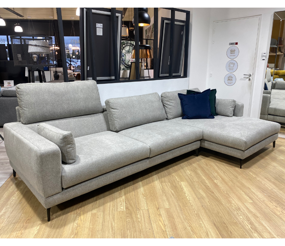 Canapé d'angle gris méridienne design et confortable - Antonio