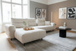 Canapé Melania en situation - en showroom  – tissu blanc anti-tâches
