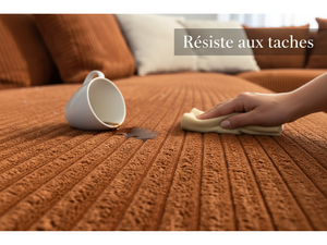 Canapé d'angle en velours cotelé  brique terracotta - Confortluxe - Souffle d'intérieur