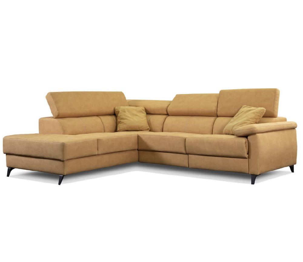 Canapé d'angle relax électrique en tissu jaune contemporain - Monica