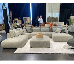 Canapé d'angle panoramique tissu gris - Souffle d'intérieur