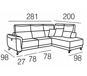 2 relax corner sofa 281x200cm - Cassia