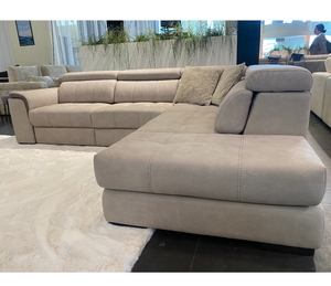 Canapé d'angle relaxation électrique en tissu gris clair design contemporain - Souffle d'intérieur