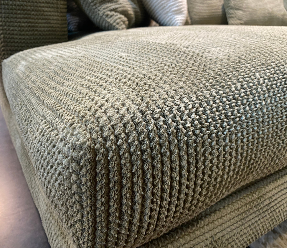 Canapé d'angle tissu vert clair confort 5 places - Souffle d'intérieur