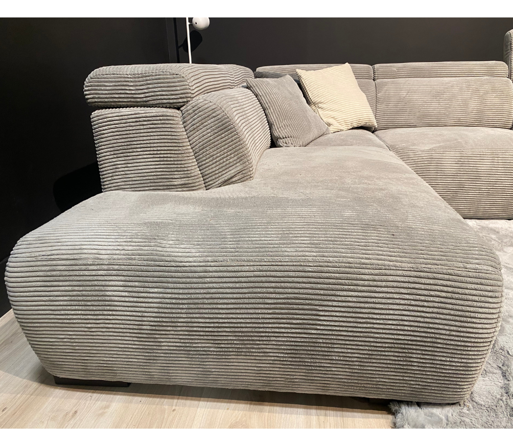 Canapé d'angle velours côtelé gris relax électrique contemporain - Faster