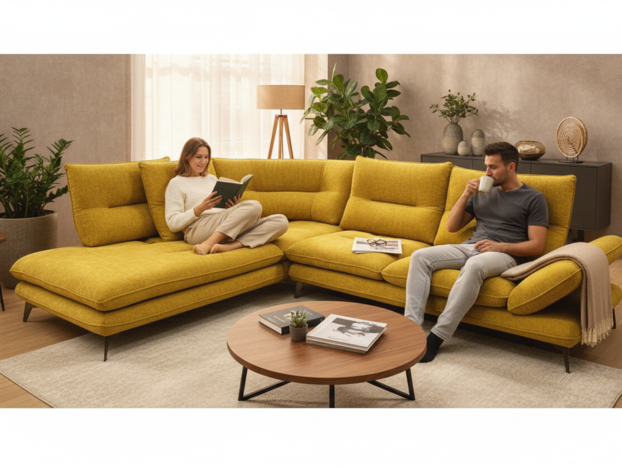 Canapé d'angle avance recule jaune - Libra