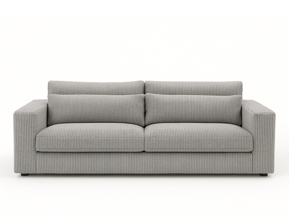 canape 3 places en velours cotelé gris