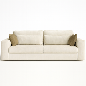 Canapé droit  Lovy - vue profil - velours côtelé - pied bois ou métal 