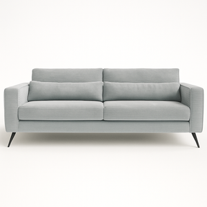 Canapé droit Levy - vue face - velours côtelé - pied métal noir ou bois foncé