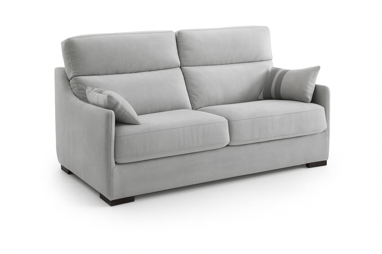 Canapé 3 places convertible Katia – vue 3/4 – tissu gris clair