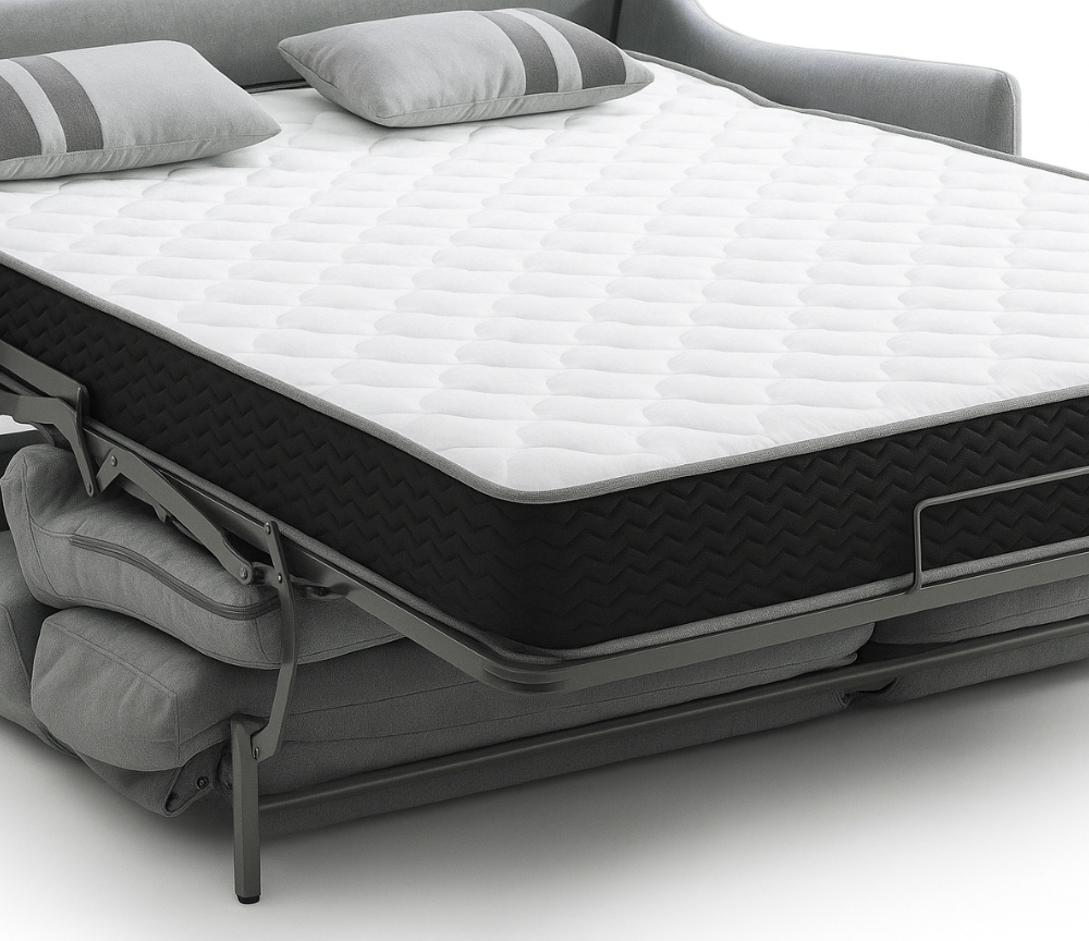 Détail Canapé lit capitonné – Katia – ouvert – tissu