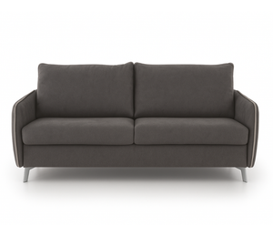 Canapé 3 places convertible Martin – vue de face – tissu gris – pieds métal chromé