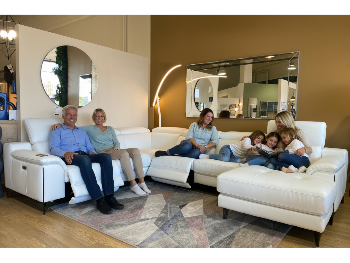 Leather corner sofa 379x303cm - Judith