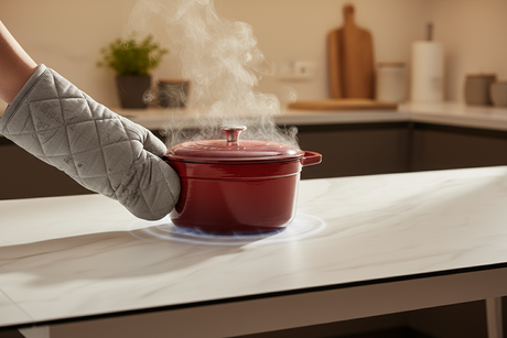 Casserole chaude sur table céramique