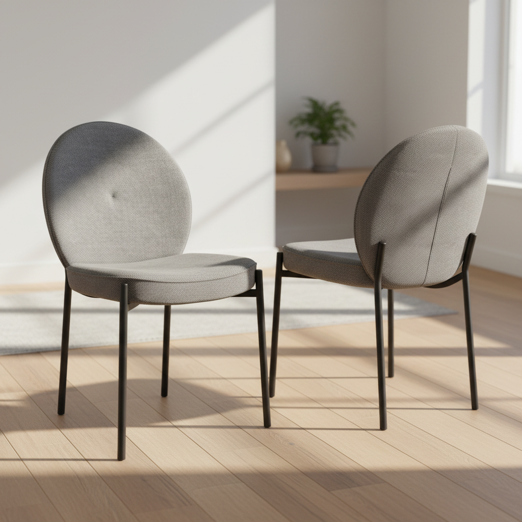Chaise Cardiff Akante tissu gris clair pieds métal