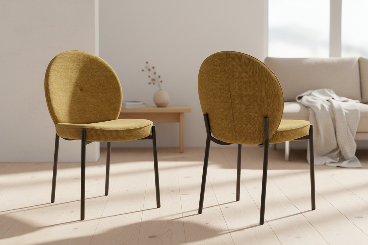 Chaise Cardiff Akante tissu ocre pieds métal