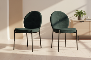 Chaise Cardiff Akante tissu vert pieds métal