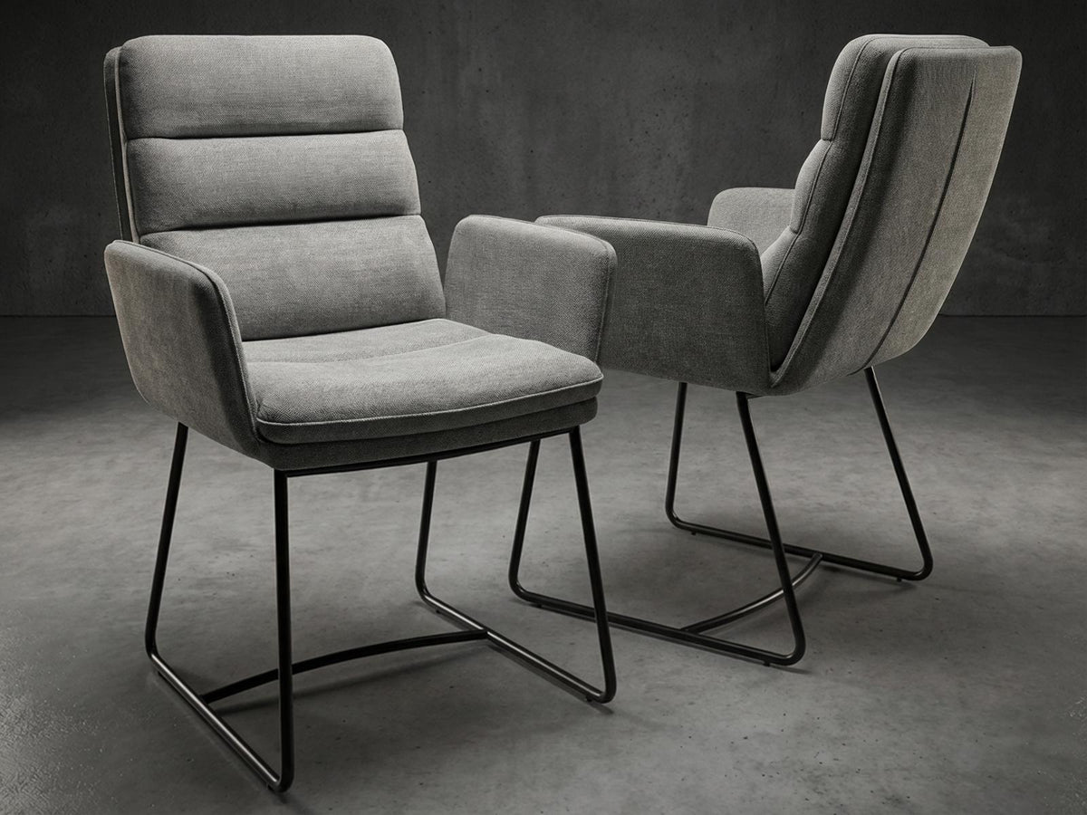 Chaise Copenhague Akante tissu gris piètement acier noir - vue de face