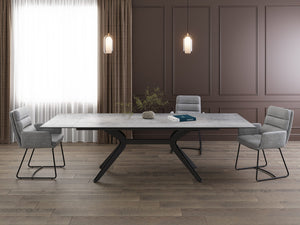 Chaise Copenhague Akante tissu gris piètement acier noir - vue de profil