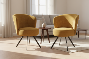 Chaise Prague Akante pivotante tissu ocre pieds acier noir