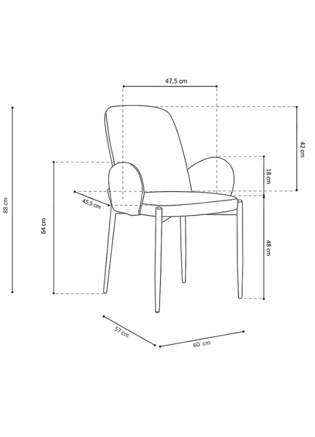 Fauteuil de table pour salle a manger tissu rouge L60cm  - Bluebell