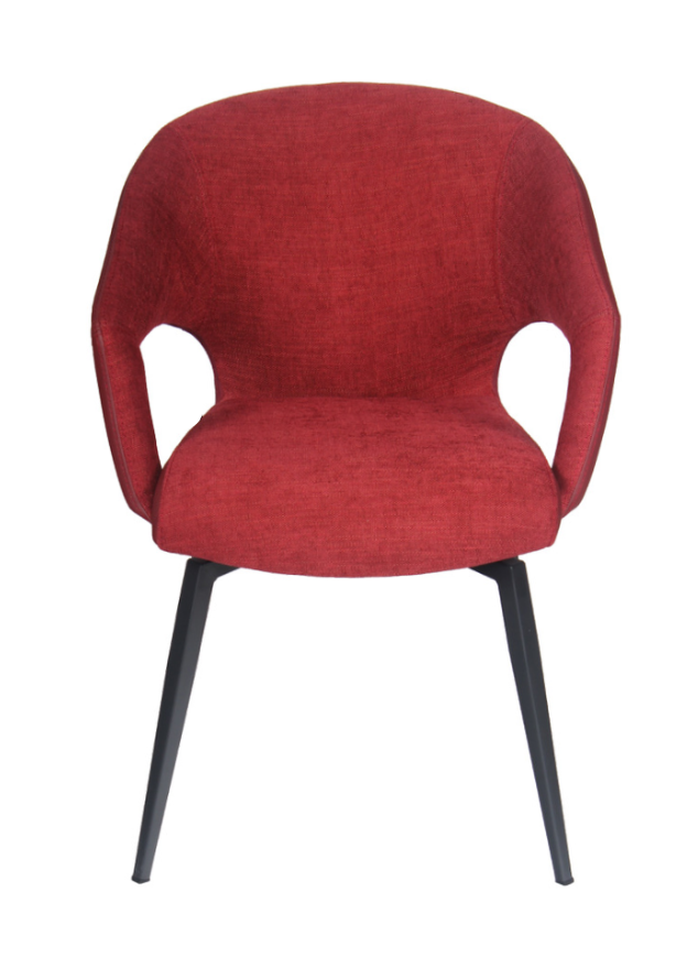 Fauteuil de table chaise avec accoudoir rouge pivotant - Marion