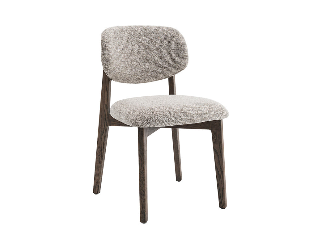 Chaise salle à manger Carmy – tissu sable – vue 3/4