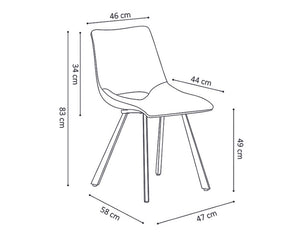 Chaise ocre velours pieds metal design - Souffle d'intérieur