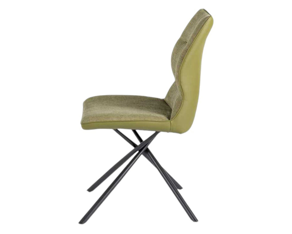 Chaise en tissu vert design pieds métal noir - Souffle d'intérieur