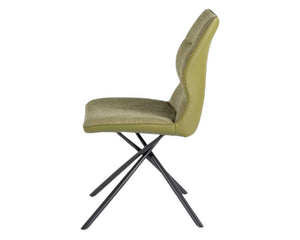 Chaise en tissu vert design pieds métal noir - Souffle d'intérieur