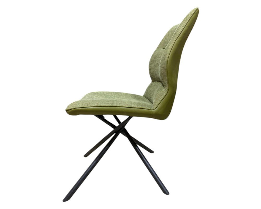 Chaise en tissu vert design pieds métal noir - Souffle d'intérieur