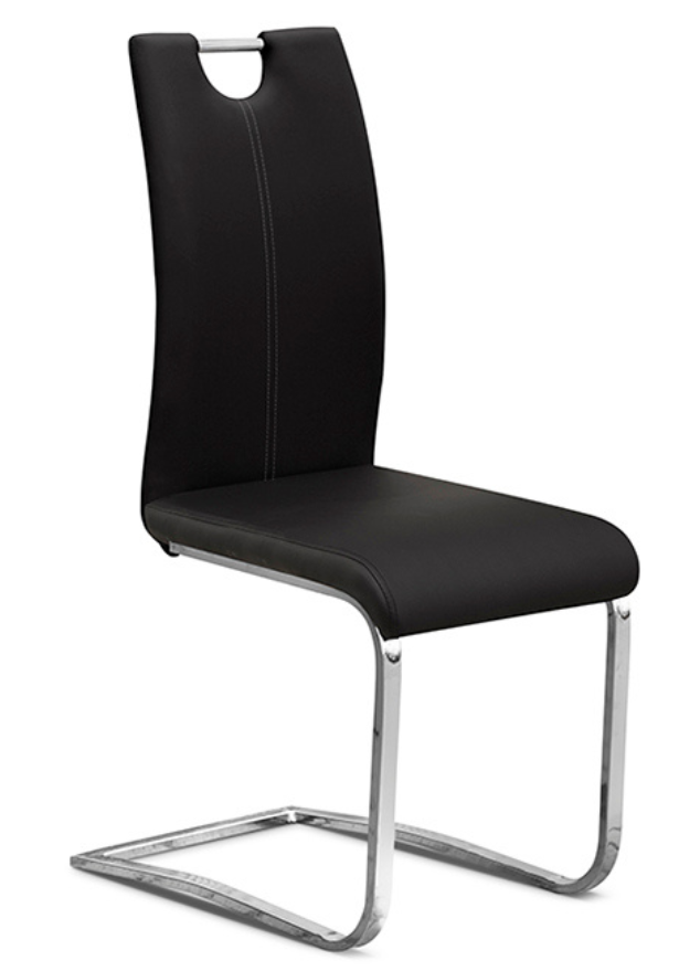 Chaise confortable noir en simili cuir de salle a manger design - Sofy
