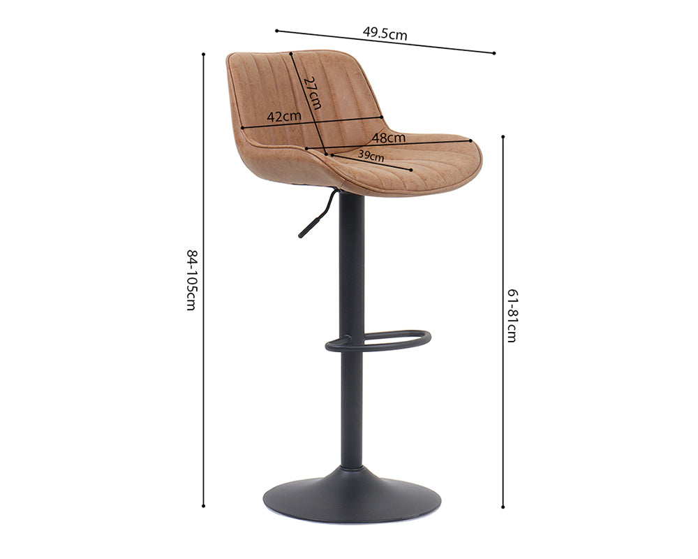 Chaise de bar confortable cognac - Rousseau Furniture - Souffle d'Intérieur