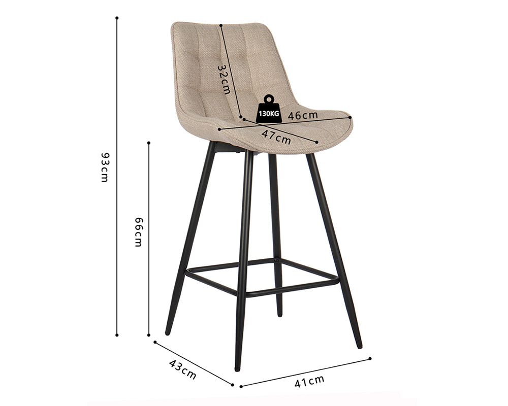 Chaise de bar en métal beige - Rousseau Furniture - Souffle d'Intérieur