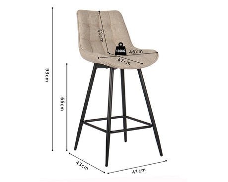 Chaise de bar en métal beige - Rousseau Furniture - Souffle d'Intérieur