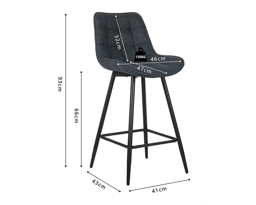 Chaise de bar en métal bleu foncé - Rousseau Furniture - Souffle d'Intérieur