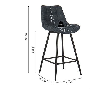 Chaise de bar en métal bleu foncé - Rousseau Furniture - Souffle d'Intérieur