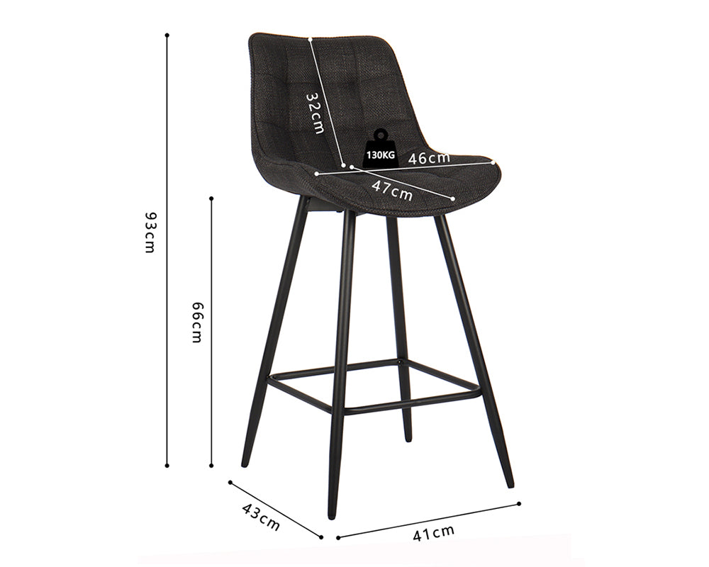 Chaise de bar en métal gris foncé - Rousseau Furniture - Souffle d'Intérieur