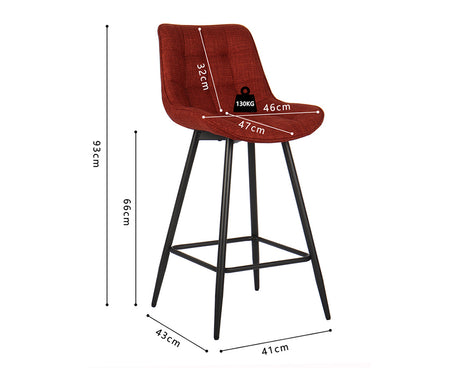 Chaise de bar en métal rouge - Rousseau Furniture - Souffle d'Intérieur