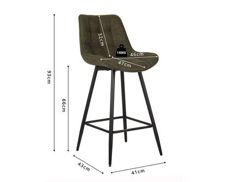 Chaise de bar en métal vert - Rousseau Furniture - Souffle d'Intérieur