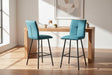 Chaise de bar confortable pieds métal tissu bleu - Souffle d'intérieur