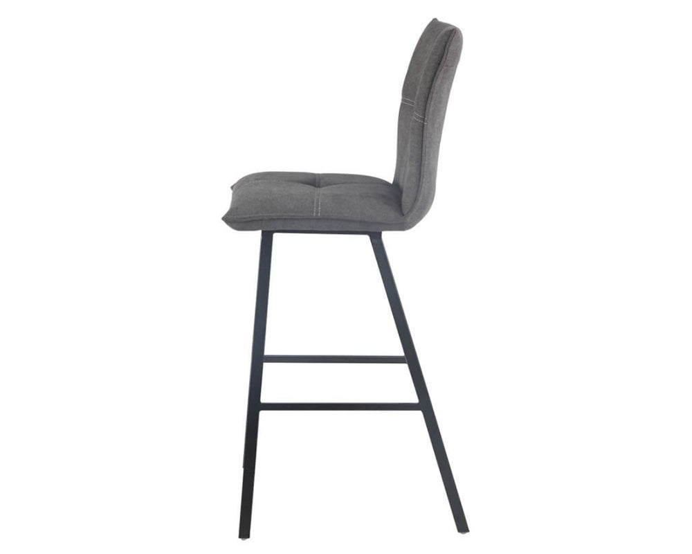 Chaise de bar confortable pieds métal tissu gris - Souffle d'intérieur
