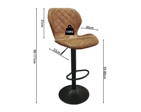 Chaise de bar stylé cognac - Rousseau Furniture - Souffle d'Intérieur