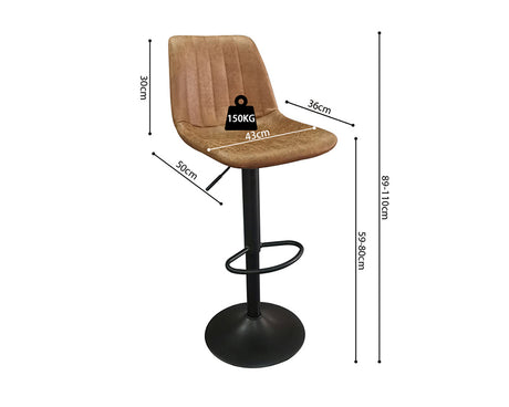 Chaise de bar tabouret cognac - Rousseau Furniture - Souffle d'Intérieur