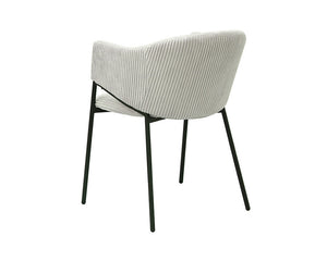 Chaise de salle à manger avec accoudoir en velours gris clair - Rousseau - Souffle d'intérieur