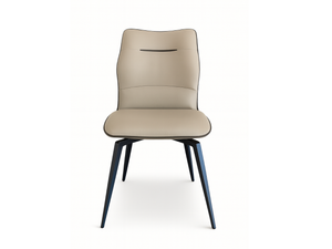 Chaise pivotante design en simili cuir beige de salle a manger vue de face - tablacasa - Souffle d'intérieur