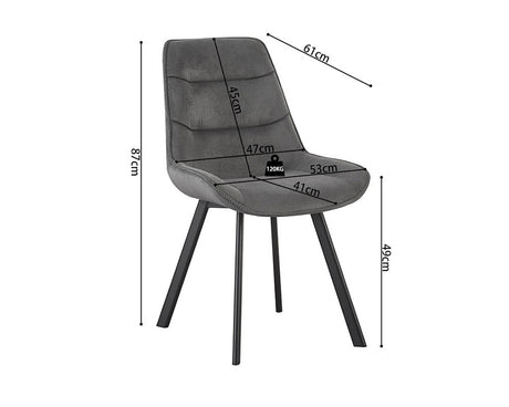 Chaise en velour cotelé gris - Rousseau - Souffle d'intérieur