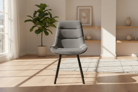 Chaise en velour cotelé gris - Rousseau - Souffle d'intérieur