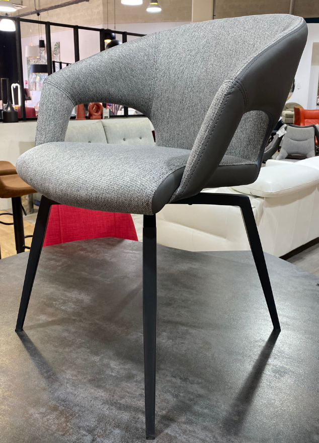 Fauteuil de table chaise avec accoudoir gris pivotant- Marion