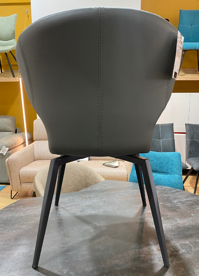 Fauteuil de table chaise avec accoudoir gris pivotant- Marion